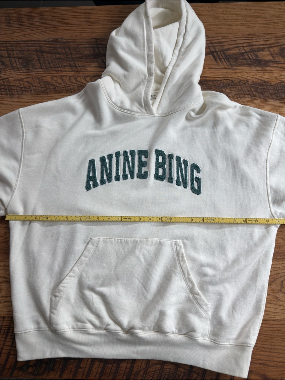 Anine Bing Harvey Sweatshirt - Ivory With Dark Sage Size L - Picture 4 of 6